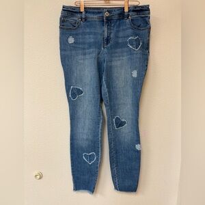 INC International Concepts Blue Heart Patch Cropped Jeans